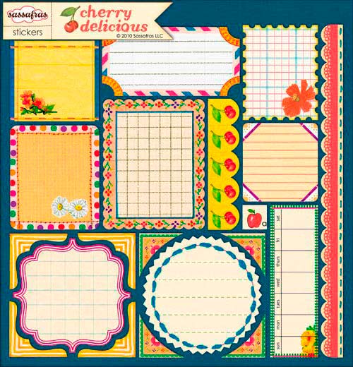 Sassafras Lass - Winter 2010 - Stickers - Cherry Delicious - Journal Tags 12x12
