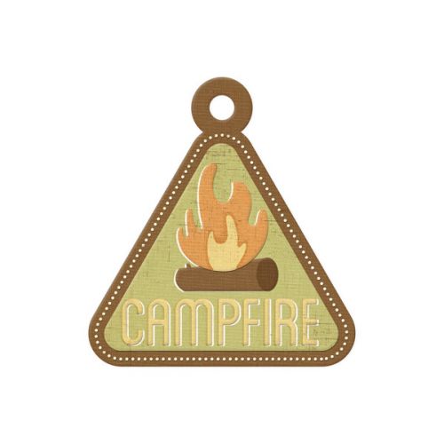 We R Memory Keepers - Happy Campers - Embossed Tag - Campfire