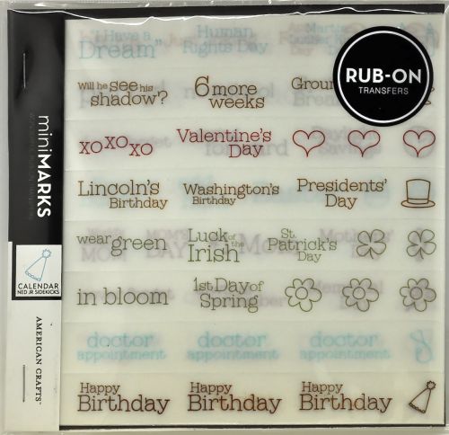 American Crafts - Mini Marks Rubon books -  Calendar Kit -  Ned Jr Sidekicks - Color