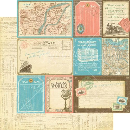 Graphic 45 - Come Away With Me Collection - 12" x 12" Paper - Globetrotter