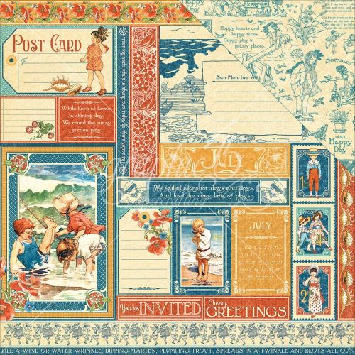 Graphic 45 - Children's Hour Collection - Double-Sided Cardstock 12"X12" - July Collective