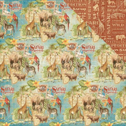 Graphic 45 - Safari Adventure Double-Sided Cardstock 12"X12" - Creatures Great & Small