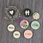 Prima Marketing Inc - Something Blue Collection - 8 - Flair Buttons With 2"X2" Clear Stamps