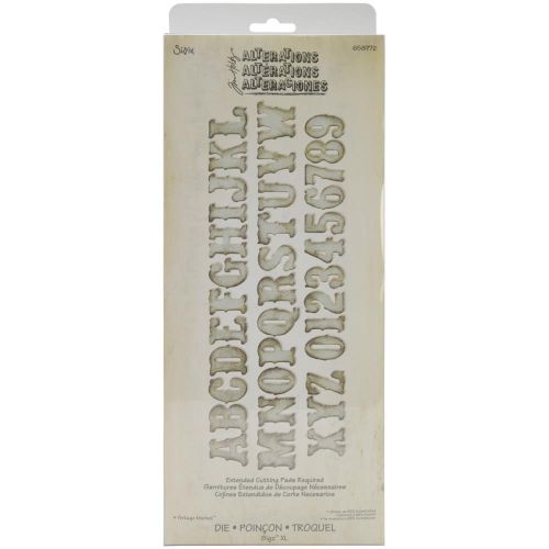 Sizzix - Tim Holtz - Alterations - Bigz XL Die - Vintage Market Alphabet 1.25"