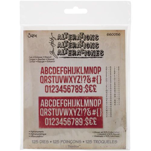 Sizzix - Tim Holtz - Alterations - Thinlits Dies 125/Pkg By Tim Holtz - Alphanumeric