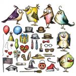 Sizzix - Tim Holtz - Alterations - Framelits Die 51/Pkg By Tim Holtz - Mini Bird Crazy & Things