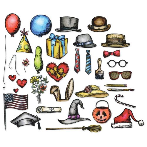 Sizzix - Tim Holtz - Alterations - Framelits Dies - 33/Pkg By Tim Holtz - Crazy Things