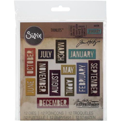 Sizzix - Tim Holtz - Alterations - Sizzix Thinlits Dies By Tim Holtz 12/Pkg - Block Calendar Words