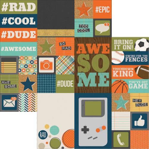 Simple Stories - So Rad - 12 x 12 Double Sided Elements Paper - 2x2 & 4x6 Elements