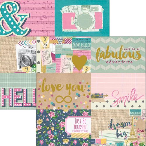 Simple Stories - So Fancy - 12 x 12 Double Sided Elements Paper with Gold Foil Accents - 4x6 Horizontal Journaling Card Elements