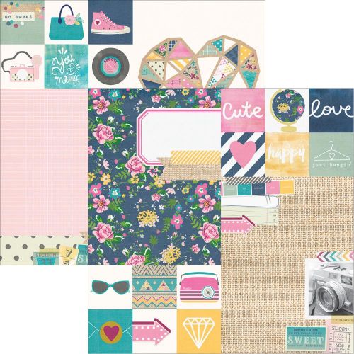 Simple Stories - So Fancy - 12 x 12 Double Sided Elements Paper - 2x2 & 6x8 Elements