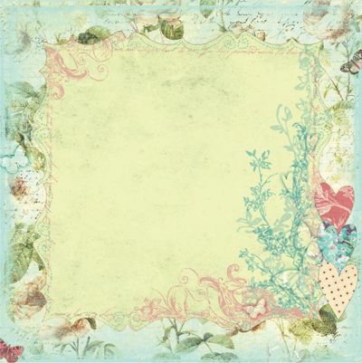 PRIMA MARKETING INC -  ART STITCHED MULBERRY PAPER - HEARTS AND BUTTERFLIES ON BLUE