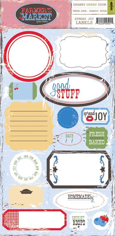 SHABBY GREEN DOOR - FARMERS MARKET - SPREAD JOY STICKER LABELS