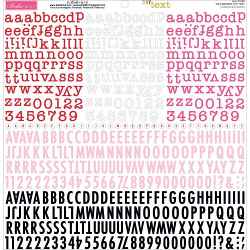 Bella Blvd - Tiny Text Cardstock Alphabet Stickers 12"X12" - Wild Berries