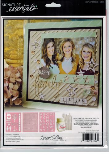 Teresa Collins Designs - Signature Essentials 8x10 Pack of 3 Stencils - Family