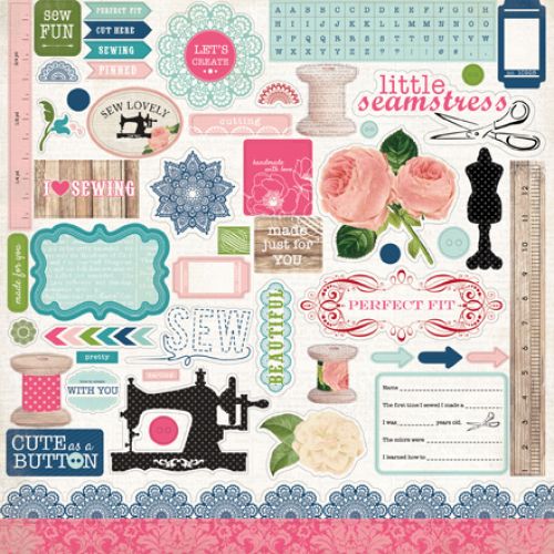 Carta Bella Paper Company - Sew Lovely Collection -12x12" Element Sticker Sheet