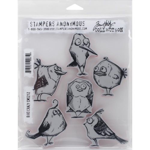 Tim Holtz - Collection - Stampers Anonymous - Cling Rubber Stamp Set 7"X8.5"- Bird Crazy
