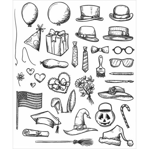 Tim Holtz - Collection - Stampers Anonymous - Cling Rubber Stamp Set 7"X8.5"- Crazy Things