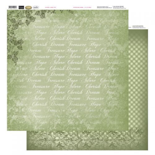 Couture Creations - Vintage Rose Garden Collection - Paper - Green Typo