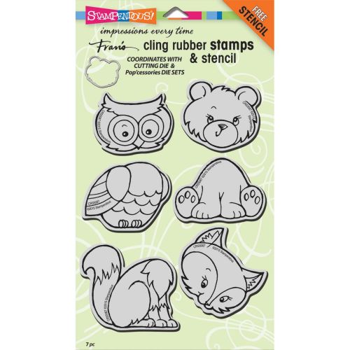 Stampendous - Cling Stamps & Stencil 5"X7" - Woodland Friends