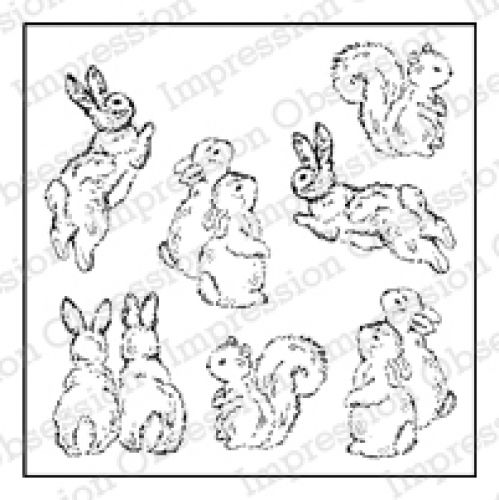 Impression Obsession - Cling Mount Rubber Stamp - Garden Animal Set