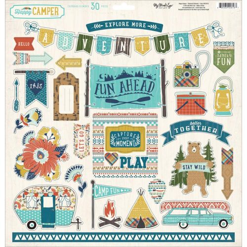 My Minds Eye - Happy Camper - Chipboard Elements 12"X12"
