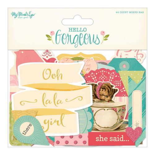 My Minds Eye - Hello Gorgeous - Mixed Bag Cardstock Die-Cuts 44/Pkg