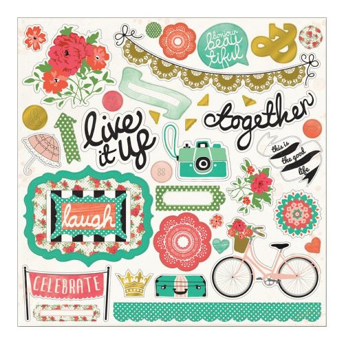My Mind's Eye - Mint Julep Jubilee Collection - Live It Up 12x12 Chipboard