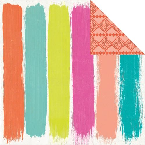 My Mind's Eye - Wild Berry Jubilee Collection - Love Paint 12 x 12 Double Sided Patterned Paper