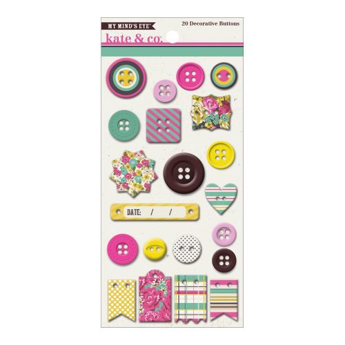 My Minds Eye - Kate & Co. - Cambridge Court Chipboard Buttons