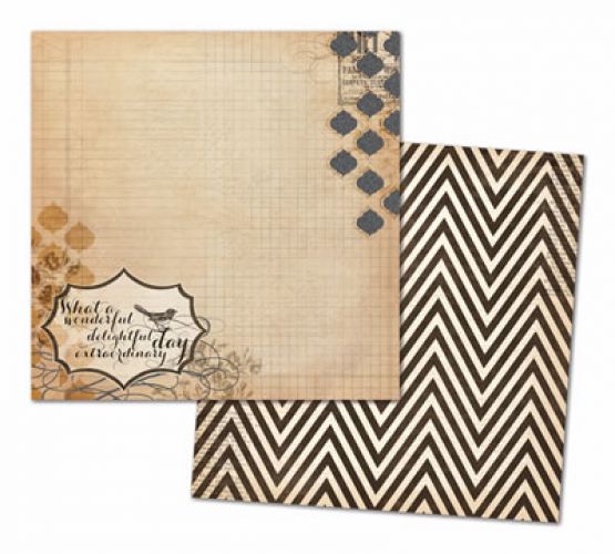 My Mind's Eye - Lost & Found - Record It - Antique - By Jen Allyson - 12x12" Double Sided Patterned Glittered Paper - Delightful