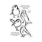 Ranger - Dina Wakley Media - Cling Stamps 6"X9" - Scribbly Birds