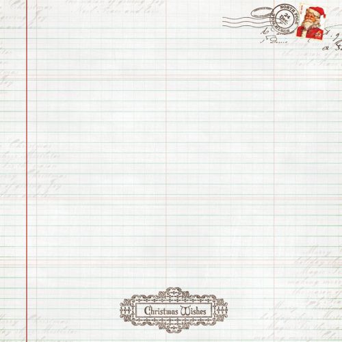 My Mind's Eye - Mistletoe Magic - 12x12" Double Sided Patterned Paper - Ledger Paper