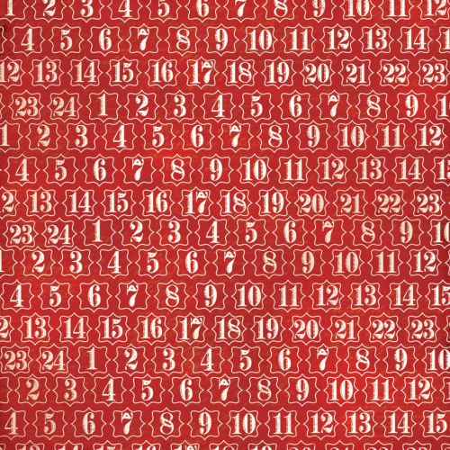 My Mind's Eye - Mistletoe Magic - 12x12" Double Sided Patterned Paper - Red Number Paper