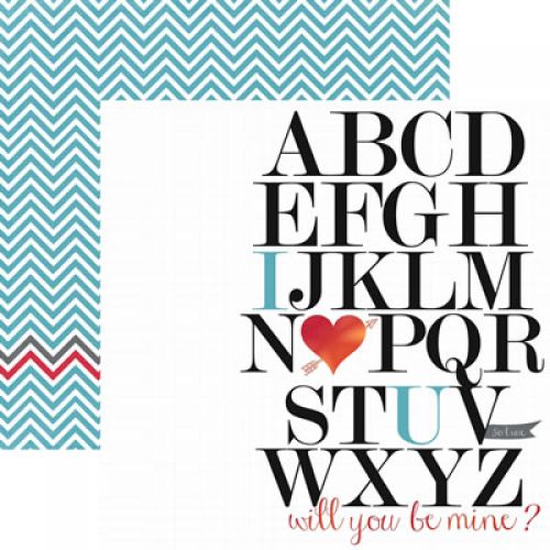 My Mind's Eye - Cupids Arrow No.14 - 12"x12" Foiled, Double Sided Cardstock Paper - Alpha Love