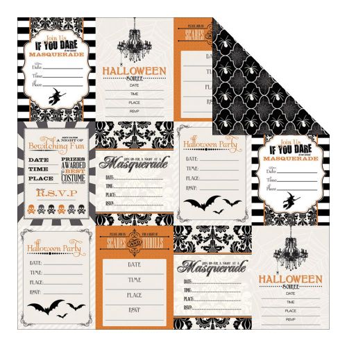 Teresa Collins Designs - Masquerade Party Double-Sided Cardstock 12"X12" - Halloween Invitations