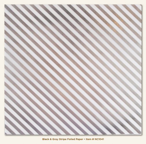 My Mind's Eye - Necessities - Black & Gray Stripe Foiled Vellum Paper