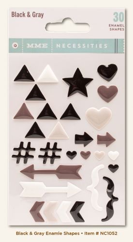 My Mind's Eye - Necessities - Black & Gray Enamel Shapes