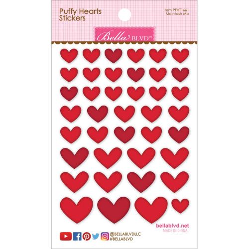 Bella Blvd - Puffy Hearts Stickers 4.25"X6" - McIntosh Mix