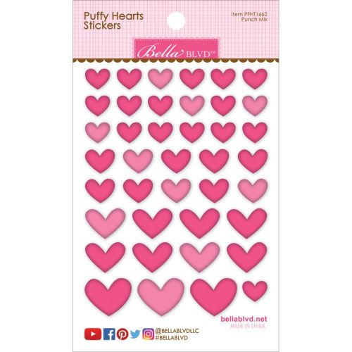 Bella Blvd - Puffy Hearts Stickers 4.25"X6" - Punch Mix