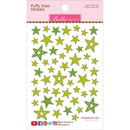Bella Blvd - Puffy Stars Stickers 4.25"X6" - Pickle Juice Mix