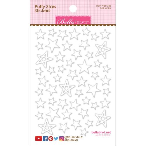 Bella Blvd - Puffy Stars Stickers 4.25"X6" - Milk White