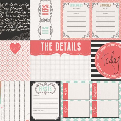 Teresa Collins Designs - Save the Date - The Details 12 x 12 Double Sided Patterned Paper