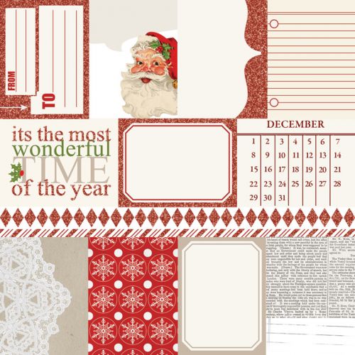 Teresa Collins Designs - Santa's List - 12x12" Glittered Paper - Notecards