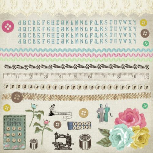 Kaisercraft - Needle & Thread - Cardstock Sticker Sheet 12"X12"