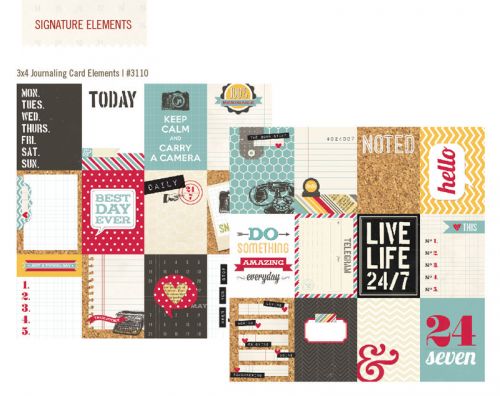Simple Stories - 24/Seven - 12" x 12" - 3 x 4 Journaling Card Elements