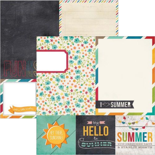 Simple Stories - I Heart Summer - 4x4 Quote & 6x8 Photo Mat Elements 12" x 12"