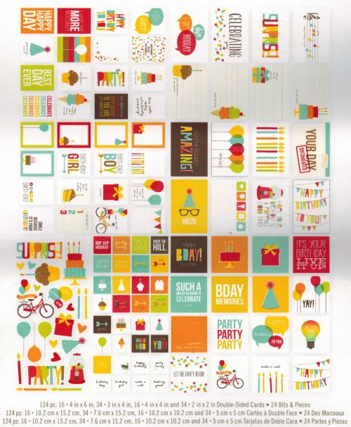 Simple Stories - Cards & Squares, Bits & Pieces Sn@p! Pack 124 Piece Pack - Birthday