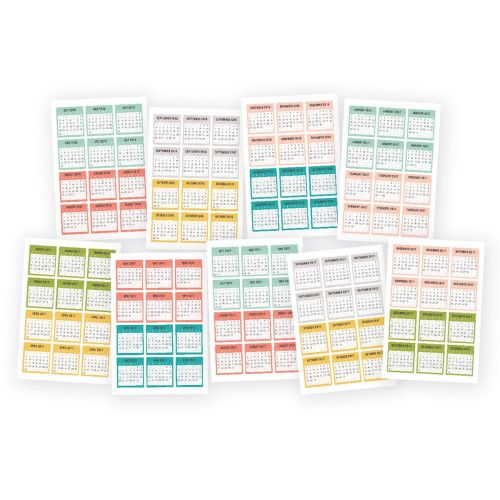Simple Stories - Carpe Diem - Posh Mini Stickers 4"X6" 9/Pkg - Calendar, July 2016 - December 2017
