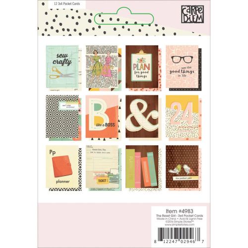 Simple Stories - Carpe Diem - The Reset Girl Double-Sided Pocket Cards 3"X4" 12/Pkg - Foil Accents